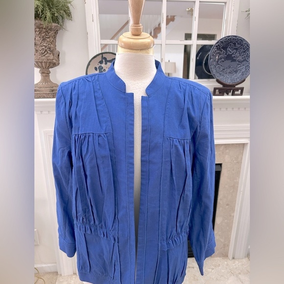 NWT Chicos Puckered Linen Blue Women's Jacket - Picture 2 of 8